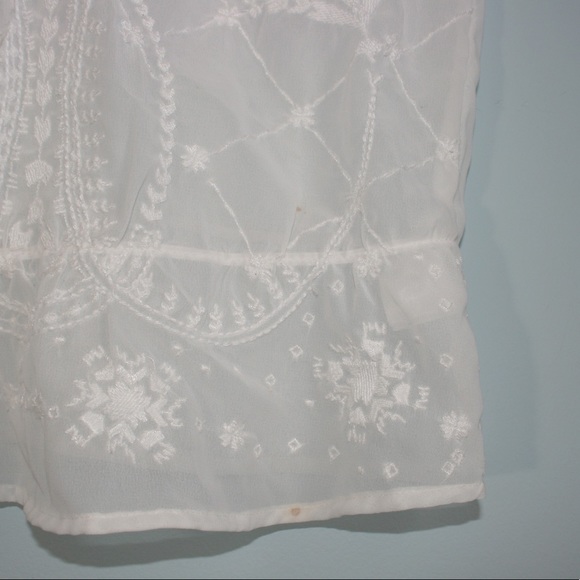 White Sheer Embroidered Tunic Top - Picture 2 of 5